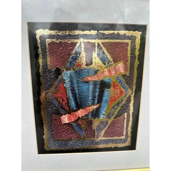 vintage framed synergy foil art 14x16 framed dimensions, print dimensions 9x11”